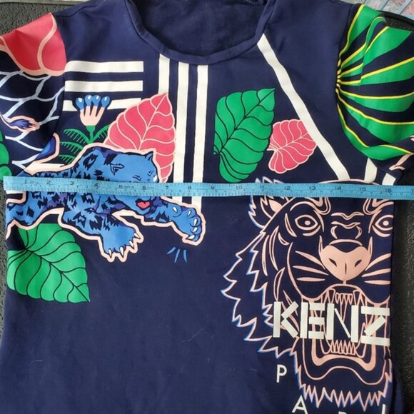 Kenzo Paris Girls Dark Navy Colorful Jungle Tiger Dress Sz 14 - Picture 13 of 14